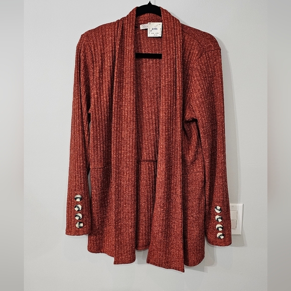 89th Madison Ribbed Rust Orange Cardigan - Picture 1 of 4